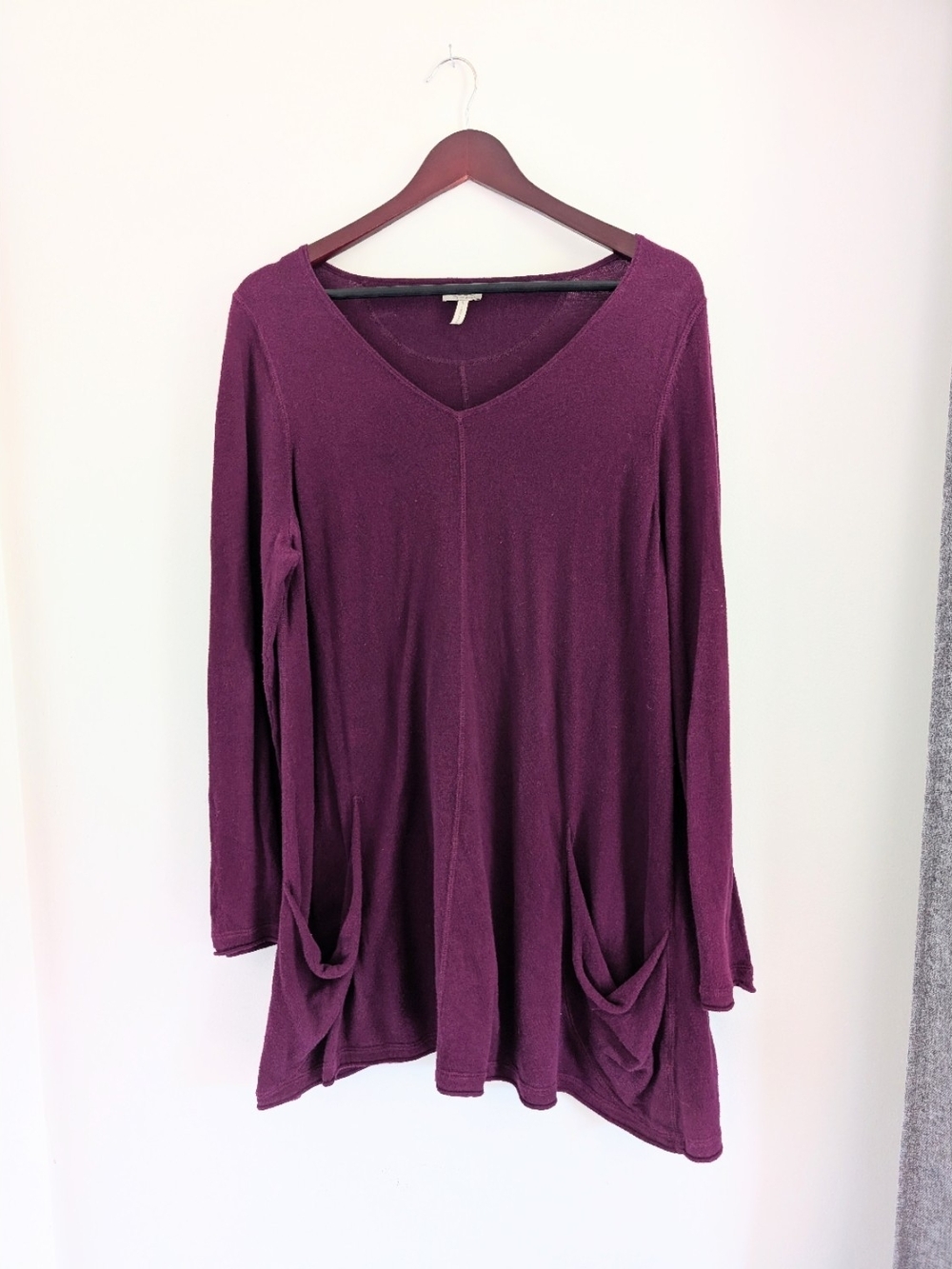 LOGO by Lori Goldstein VNeck Cotton Cashmere Long Sleeve Knit Tunic Size Large